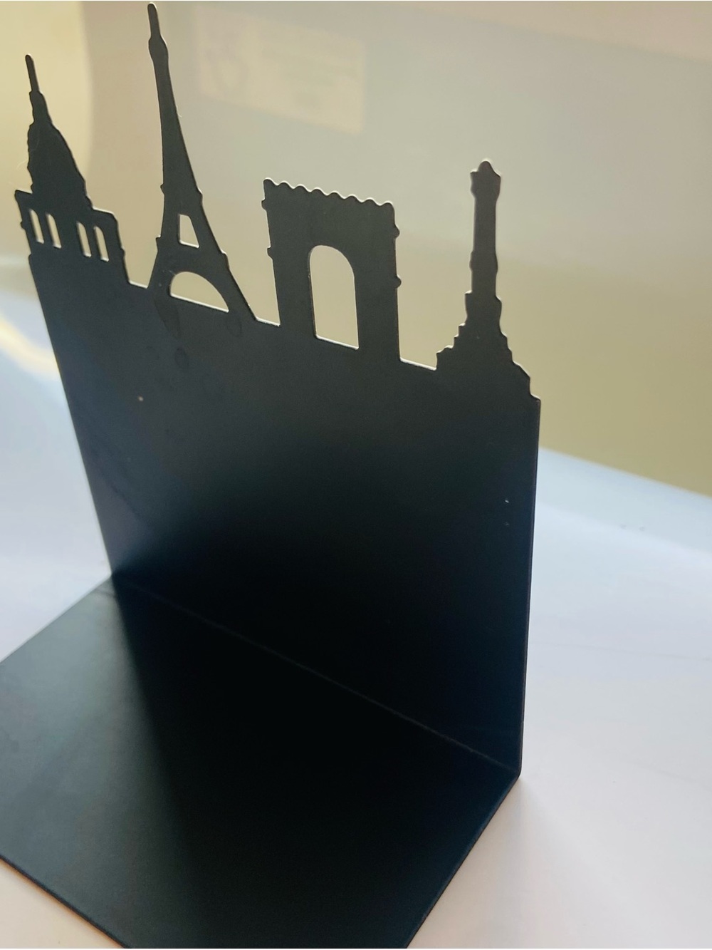 MatteBlack Metal Skyline Bookend - Paris City Silhouette including Eiffel Tower